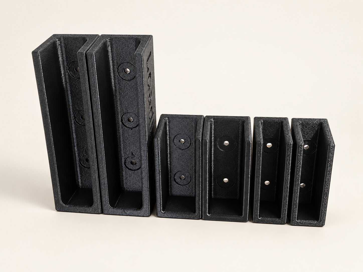 The LoadLogic bracket family, with three sizes shown